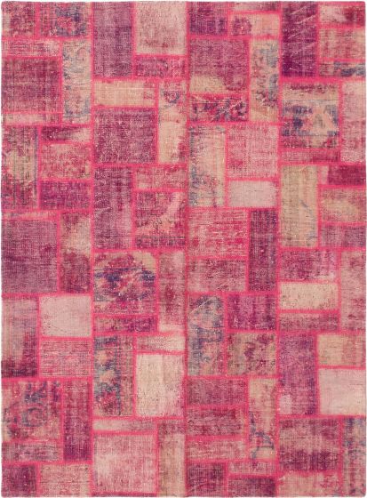 Turkish Color Transition Patchwork 5'7" x 7'7" Hand-knotted Wool Rug 
