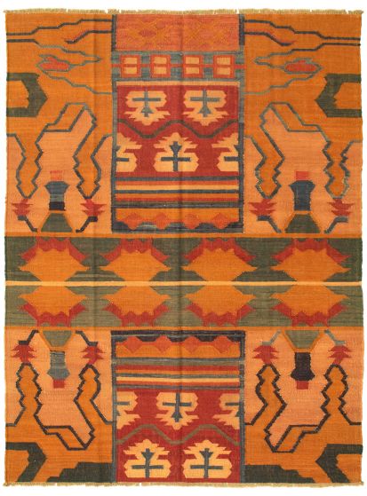 Turkish Sundance 6'4" x 8'8" Flat-Weave Wool Kilim 