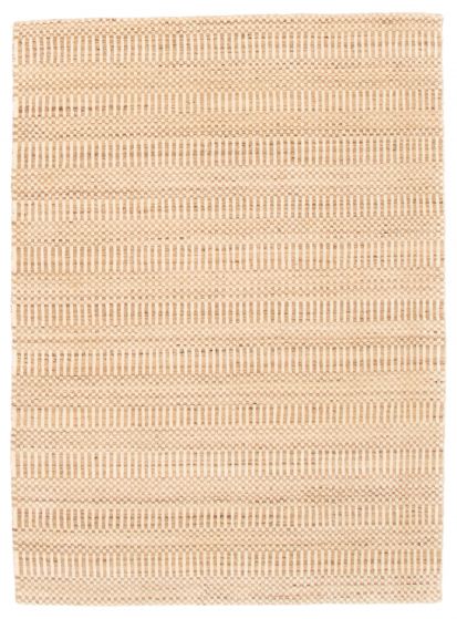 Indian Silk Shadow 4'0" x 5'8" Hand Loomed Wool Rug 