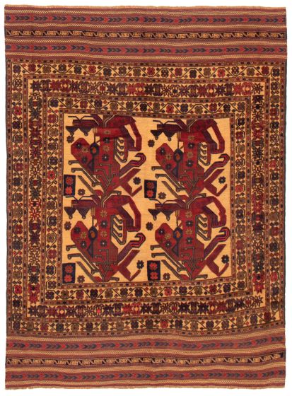 Afghan Tajik Caucasian 6'7" x 8'11" Hand-knotted Wool Rug 