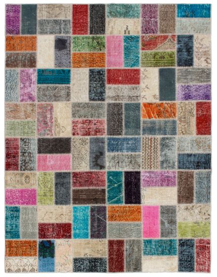 Turkish Color Transition Patchwork 5'10" x 7'7" Hand-knotted Wool Rug 