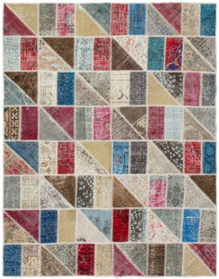 Turkish Color Transition Patchwork 5'10" x 7'7" Hand-knotted Wool Rug 