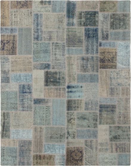 Turkish Color Transition Patchwork 5'6" x 7'8" Hand-knotted Wool Rug 
