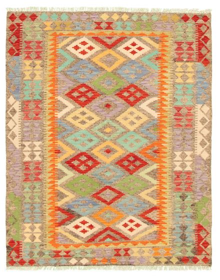 Kilim vif et coloré 4'11" x 6'2" en laine