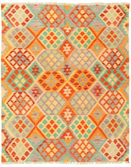 Turkish Sivas 4'11" x 6'3" Flat-Weave Wool Kilim 