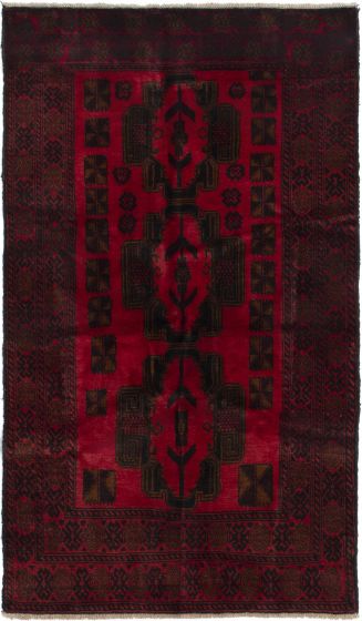 Afghan Kazak 3'5" x 6'1" Hand-knotted Wool Red Rug