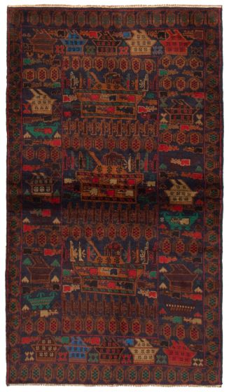 Afghan Rare War 3'10" x 6'9" Hand-knotted Wool Rug 