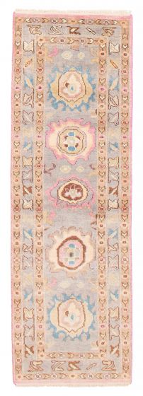 Indian Modern Oushak 2'4" x 7'9" Hand-knotted Wool Runner Rug 