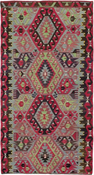 Turkish Sivas 5'0" x 9'10" Flat-Weave Wool Kilim 