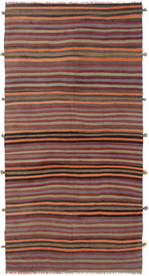 Turkish Boho 4'6" x 8'10" Flat-Weave Wool Kilim 