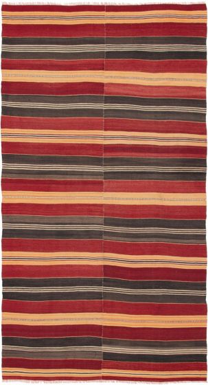 Turkish Boho 4'11" x 9'5" Flat-Weave Wool Kilim 