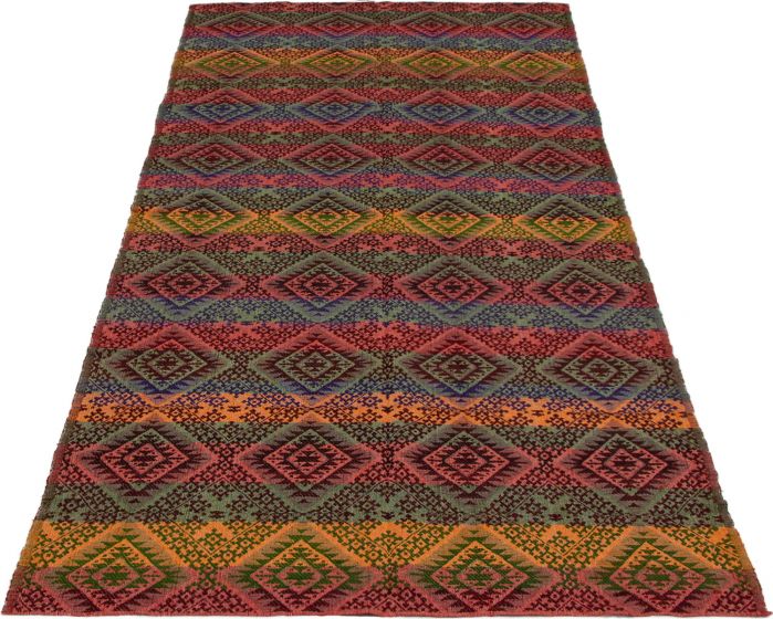 Turkish Ottoman Kashkoli 5'4" x 11'4" Flat-Weave Wool Kilim 