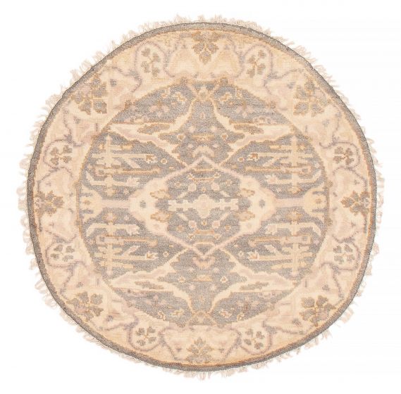 Indian Royal Oushak 4'1" x 4'1" Hand-knotted Wool Rug 