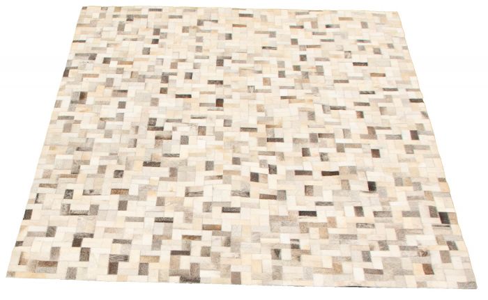 Argentina Cowhide Patchwork 4'9" x 6'8" Handmade Leather Rug 