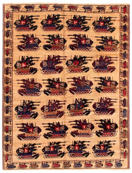 Afghan Rare War 6'11" x 9'0" Hand-knotted Wool Rug 