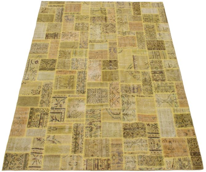 Turkish Color Transition Patchwork 7'0" x 9'10" Hand-knotted Wool Rug 