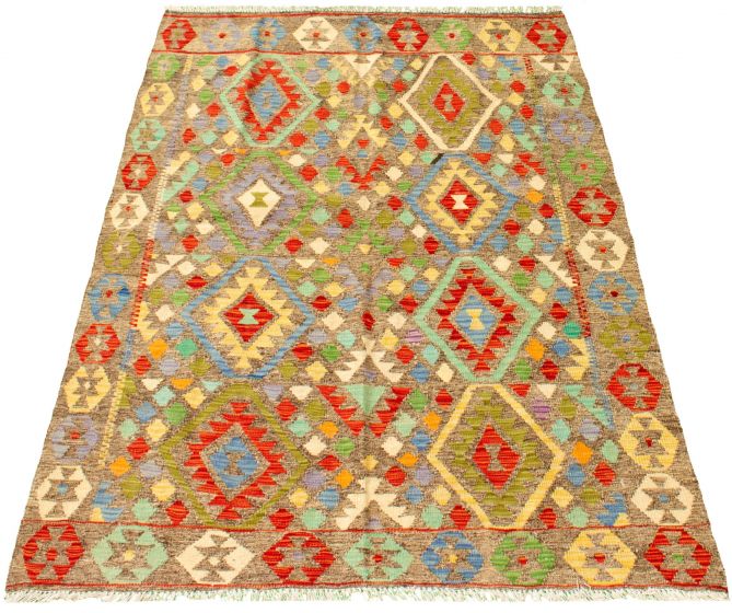 Turkish Sivas 5'0" x 6'1" Flat-Weave Wool Kilim 