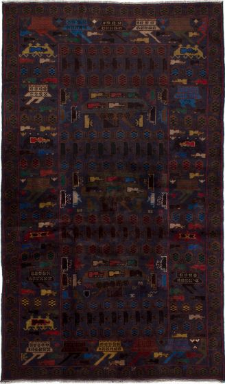Afghan Rare War 3'10" x 6'8" Hand-knotted Wool Rug 