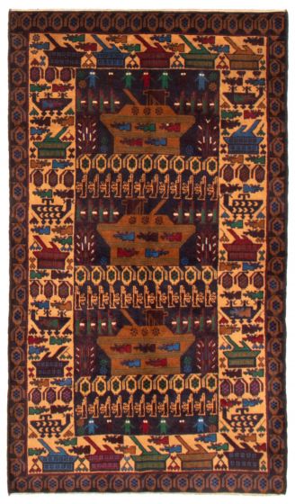 Afghan Rare War 3'10" x 6'8" Hand-knotted Wool Rug 