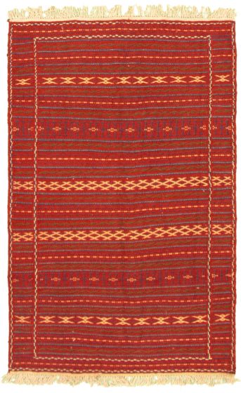 Turkish Ottoman Kashkoli 3'3" x 5'0" Flat-Weave Wool Tapestry Kilim 