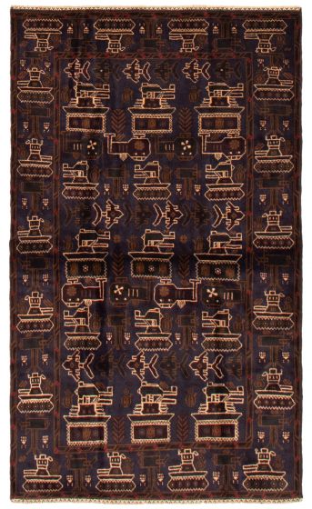 Afghan Rare War 3'11" x 6'8" Hand-knotted Wool Rug 
