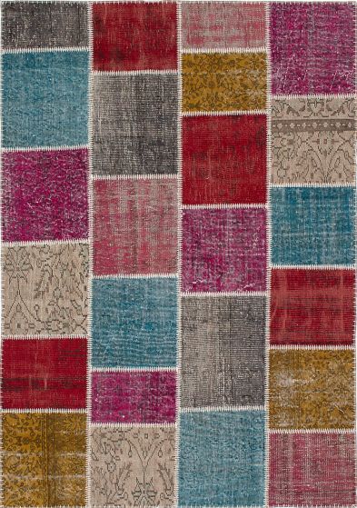 Turkish Color Transition Patchwork I 5'7" x 8'0" Hand-knotted Wool Rug 