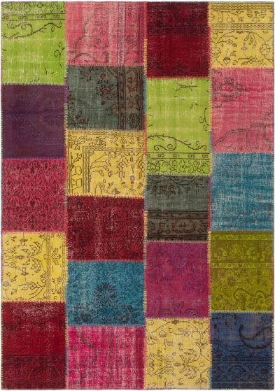 Turkish Color Transition Patchwork I 6'10" x 9'9" Hand-knotted Wool Rug 