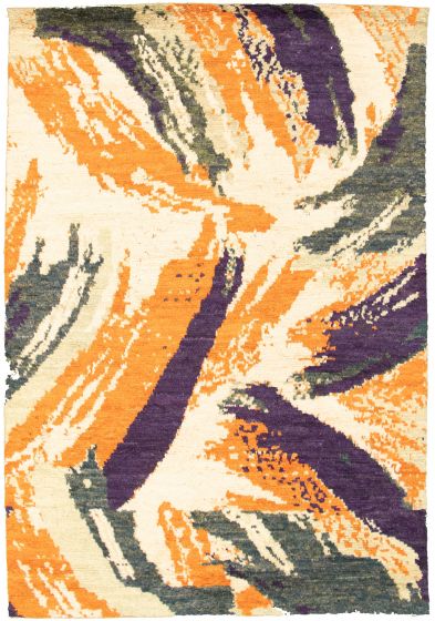 Pakistani Abstract Lahore Legacy 6'5" x 9'5" Hand-knotted Wool Rug 