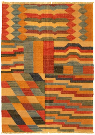 Turkish Sundance 4'1" x 5'11" Flat-Weave Wool Kilim 