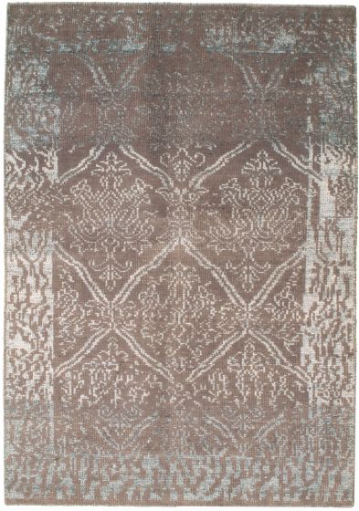 Indian La Seda 4'6" x 6'6" Hand-knotted Silk, Wool Rug 
