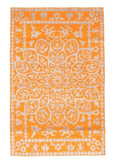 Indian La Seda 5'0" x 8'0" Hand-knotted Silk Rug 