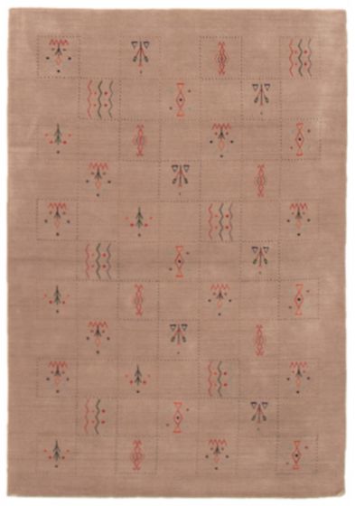 Indo Gabbeh 4'1" x 6'2" Hand Loomed Wool Rug 