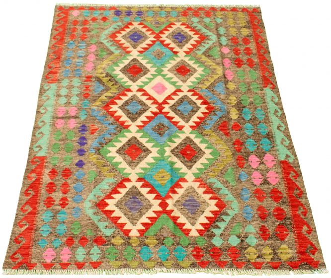 Turkish Sivas 4'11" x 6'4" Flat-Weave Wool Kilim 