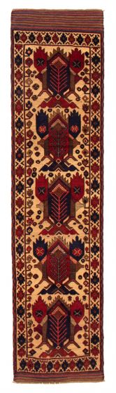 Afghan Tajik Caucasian 2'8" x 11'2" Hand-knotted Wool Rug 