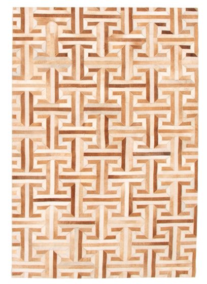 Argentina Cowhide Patchwork 5'1" x 8'2" Handmade Leather Rug 