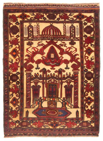 Afghan Tajik Caucasian 3'4" x 4'7" Hand-knotted Wool Rug 