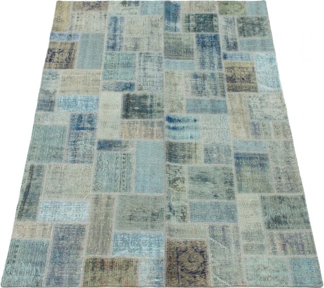 Turkish Color Transition Patchwork 5'6" x 7'8" Hand-knotted Wool Rug 