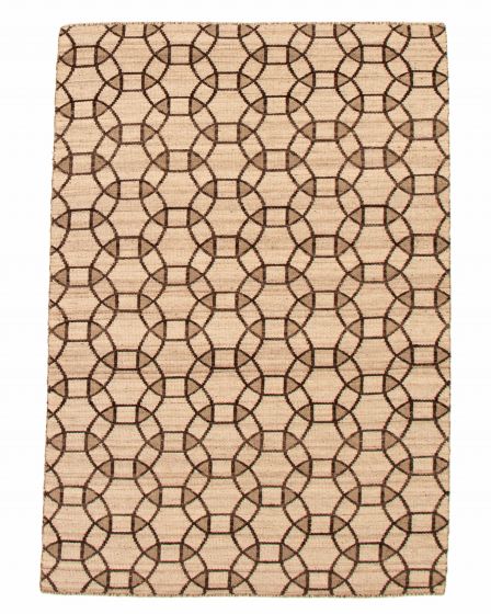 Indian Tribal Gabbeh 5'0" x 7'1" Flat-Weave Wool Kilim 