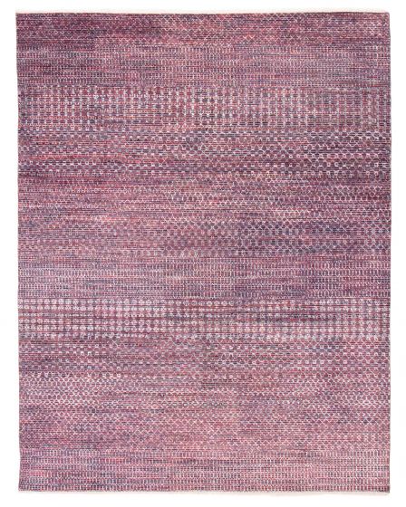 Indian Silk Shadow 7'10" x 9'9" Hand-knotted Viscose & Wool Rug 