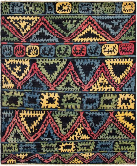Indian Shalimar 7'10" x 9'6" Hand-knotted Wool Rug 
