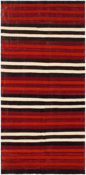 Turkish Boho 4'11" x 10'3" Flat-Weave Wool Kilim 